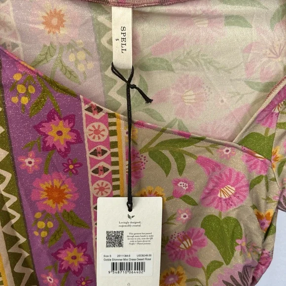 Spell Goldie Shimmer Mini Dress-Desert Rose NWT - Picture 6 of 7